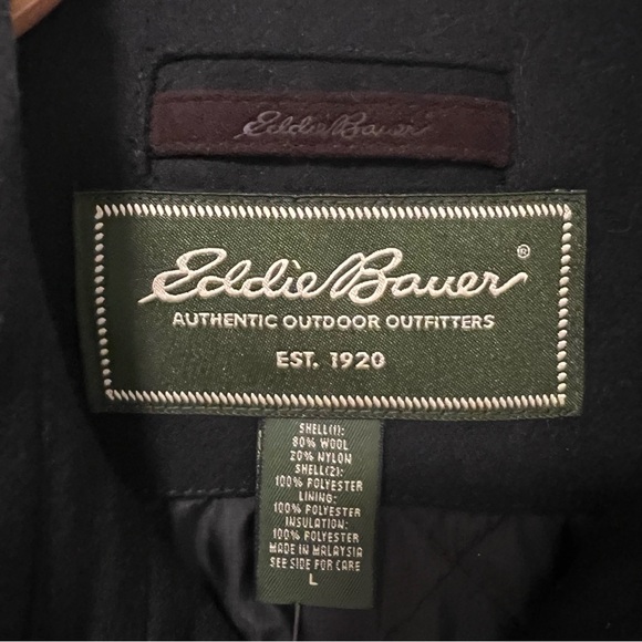 EDDIE BAUER Wool Blend Jacket Quilted Lined Navy Chore Jacket Workwear NWT - Picture 3 of 10